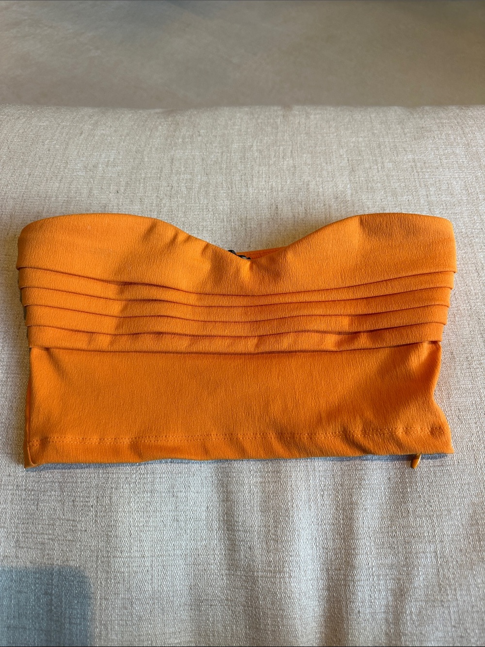 Zara Orange Strapless Pleated Bustier Top